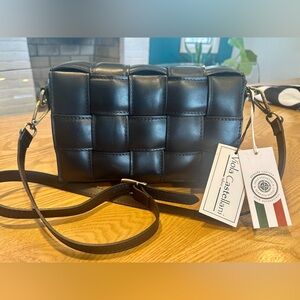 Viola Castellani Italian leather basket weave cross body bag